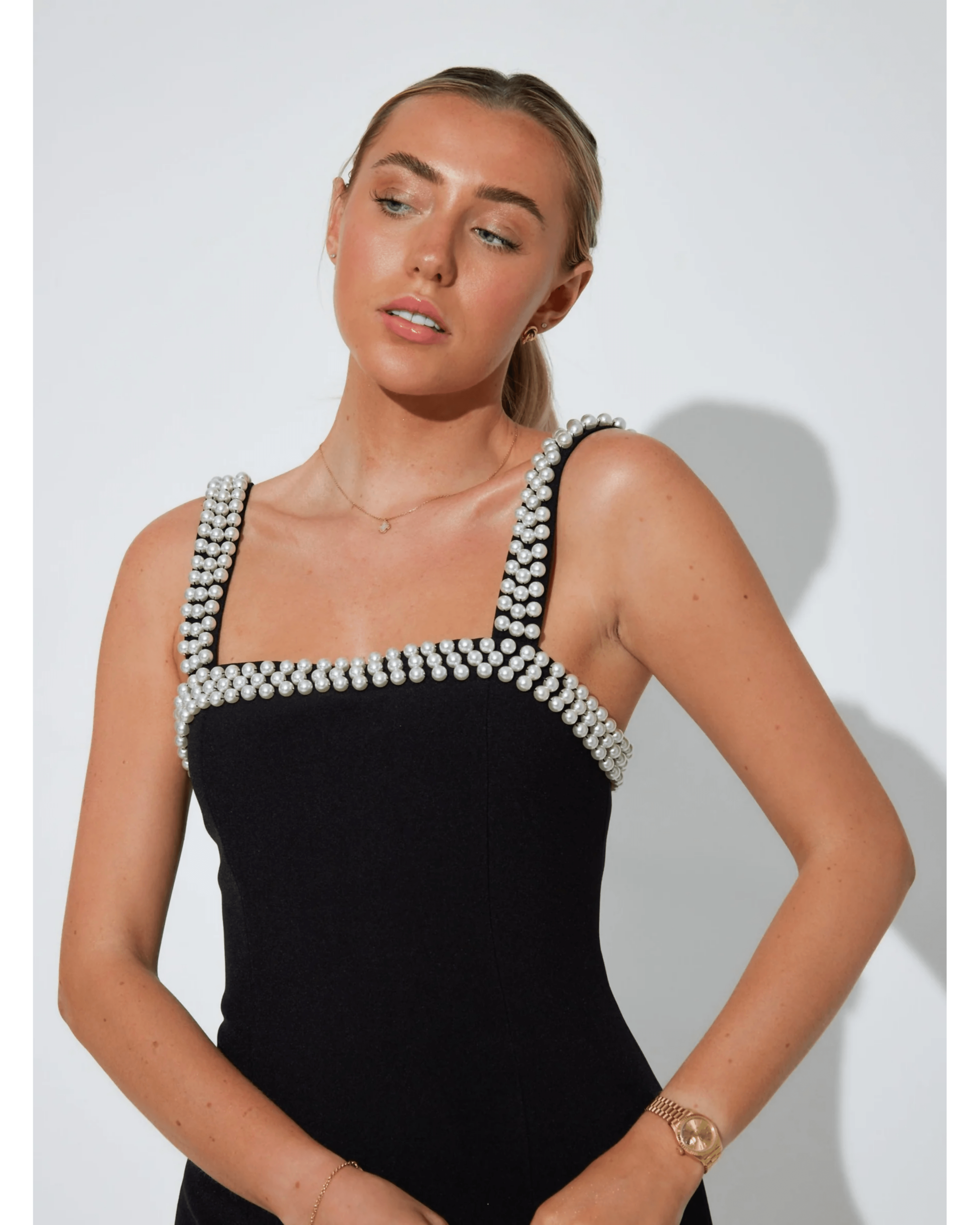 The Ultimate Muse Pearl Trim Mini Dress - Endless - UAE Rental and Resale for Women's Fashion