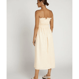 Thea Shirred Linen Midi Dress - Endless - UAE Rental and Resale for Women's Fashion