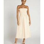 Thea Shirred Linen Midi Dress - Endless - UAE Rental and Resale for Women's Fashion
