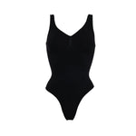 Beige thong bodysuit with adjustable straps and compression panels — Underhance | Endless UAE