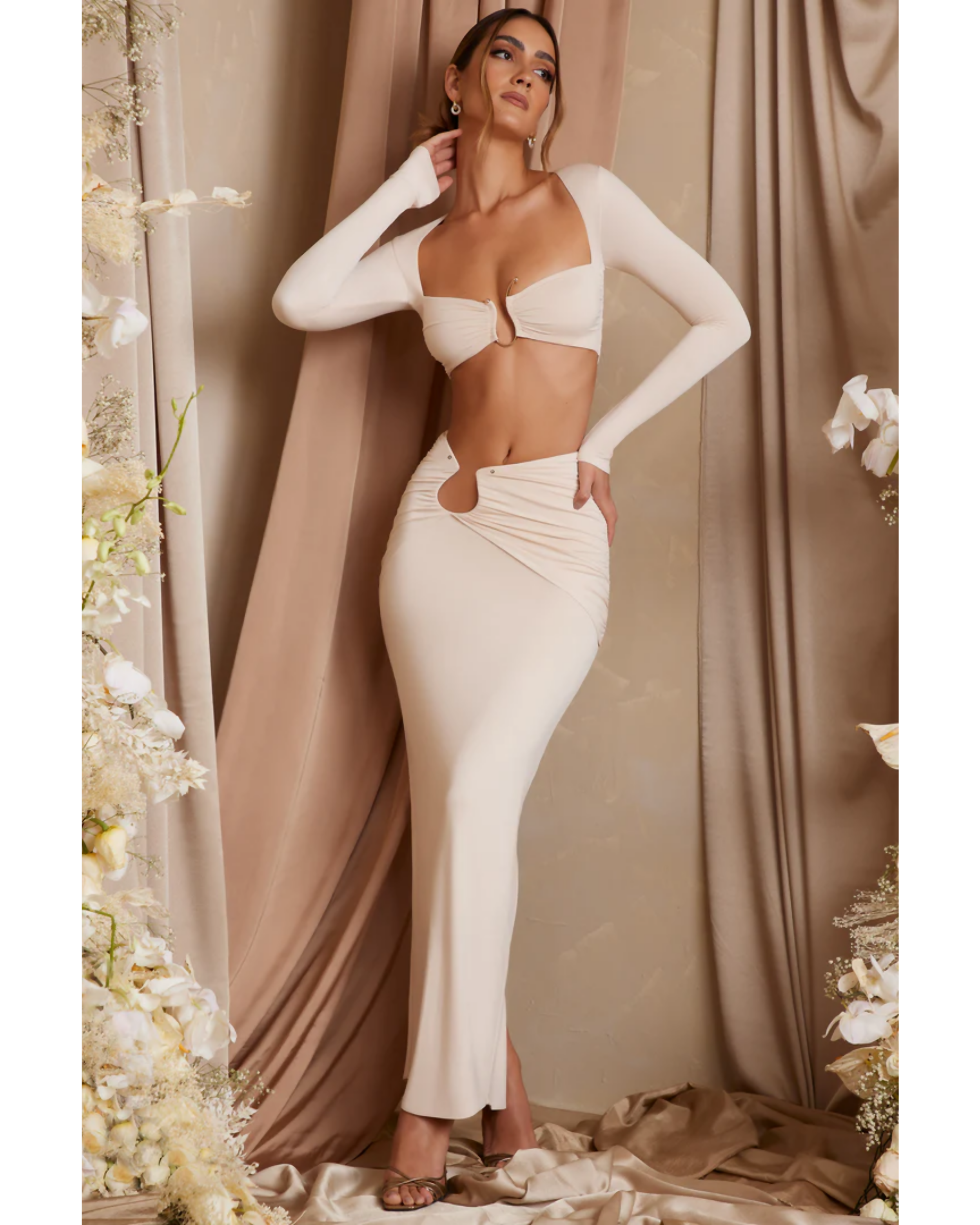 Tiani Asymmetric Draped Maxi Skirt - Endless - UAE Rental and Resale for Women's Fashion