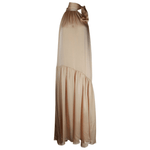 Tie-Neck Halter Maxi Dress in Champagne Silk Golden - Endless - UAE Rental and Resale for Women's Fashion