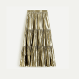 Tiered Maxi Skirt In Metallic Lamé - Endless - UAE Rental and Resale for Women's Fashion