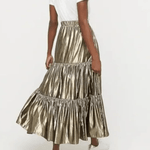 Tiered Maxi Skirt In Metallic Lamé - Endless - UAE Rental and Resale for Women's Fashion