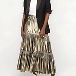 Tiered Maxi Skirt In Metallic Lamé - Endless - UAE Rental and Resale for Women's Fashion