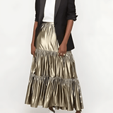 Tiered Maxi Skirt In Metallic Lamé - Endless - UAE Rental and Resale for Women's Fashion