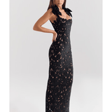 Tiff Black Velvet Lace Maxi Dress - Endless - UAE Rental and Resale for Women's Fashion
