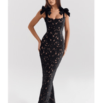 Tiff Black Velvet Lace Maxi Dress - Endless - UAE Rental and Resale for Women's Fashion