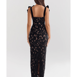 Tiff Black Velvet Lace Maxi Dress - Endless - UAE Rental and Resale for Women's Fashion