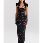 Tiff Black Velvet Lace Maxi Dress - Endless - UAE Rental and Resale for Women's Fashion