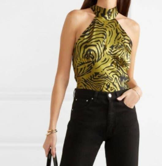 Tiger-Print Gold Vivienne Silk Halter Top - Endless