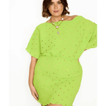 Tilly gold fleck plisse mini dress in lime - Endless - UAE Rental and Resale for Women's Fashion
