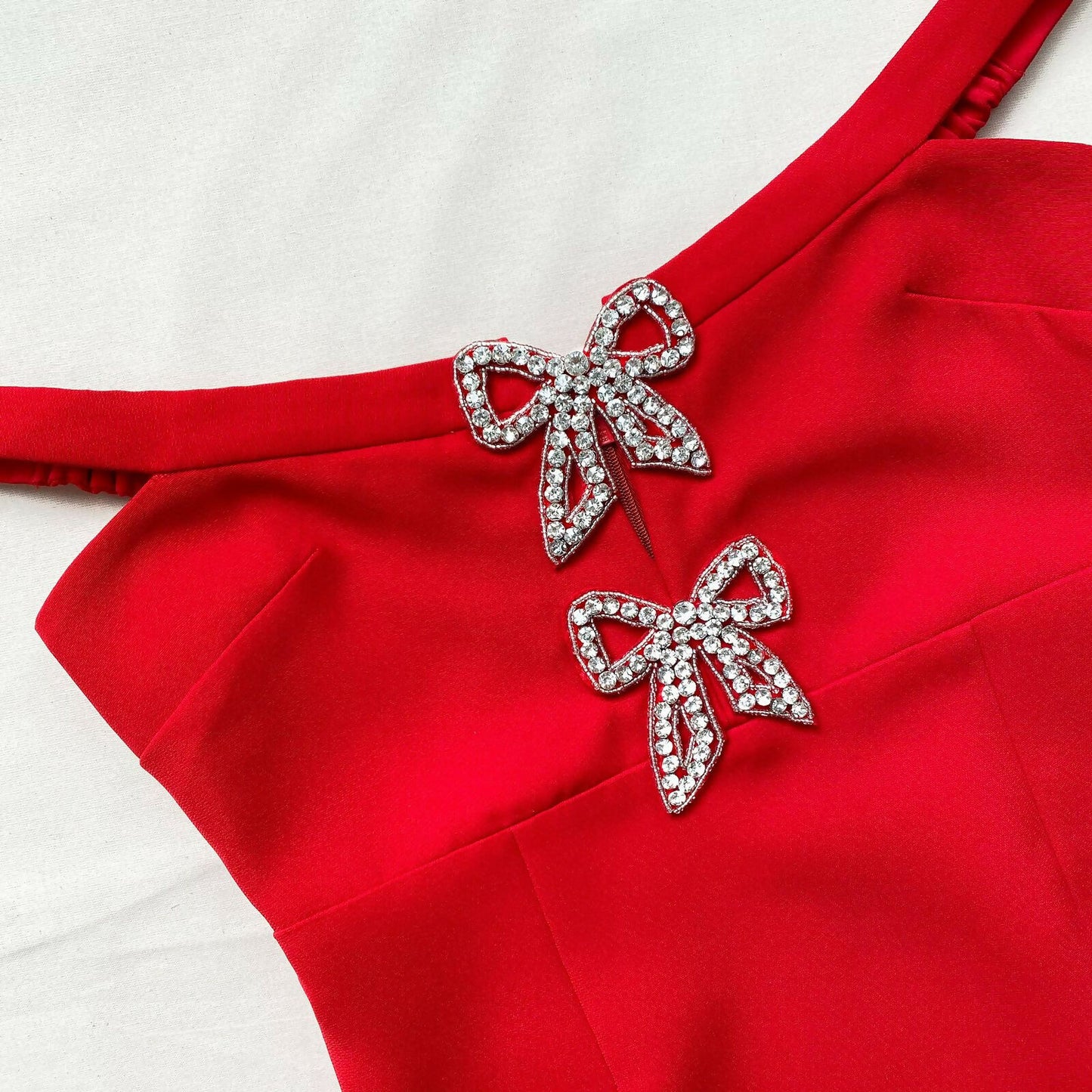 Embellished Bow-Detail Mini Dress