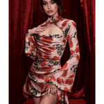 Toira Rose Print Draped Corset Dress - Endless - UAE Rental and Resale for Women's Fashion