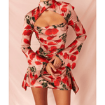 Toira Rose Print Draped Corset Dress - Endless - UAE Rental and Resale for Women's Fashion