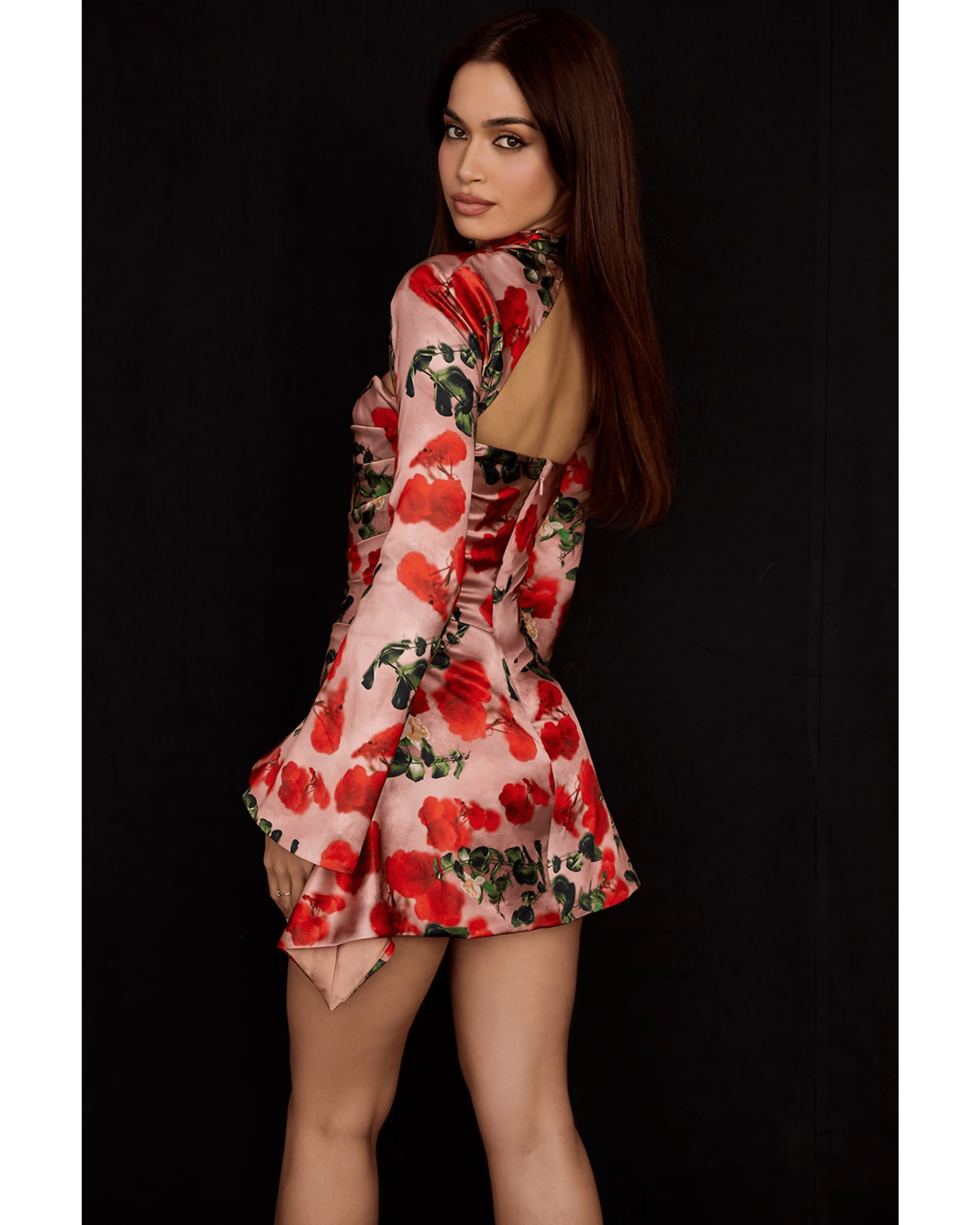 Toira Rose Print Draped Corset Dress - Endless - UAE Rental and Resale for Women's Fashion