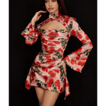 Toira Rose Print Draped Corset Dress - Endless - UAE Rental and Resale for Women's Fashion