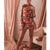 Toira Rose Print Draped Corset Dress - Endless - UAE Rental and Resale for Women's Fashion