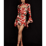 Toira Rose Print Draped Corset Dress - Endless - UAE Rental and Resale for Women's Fashion