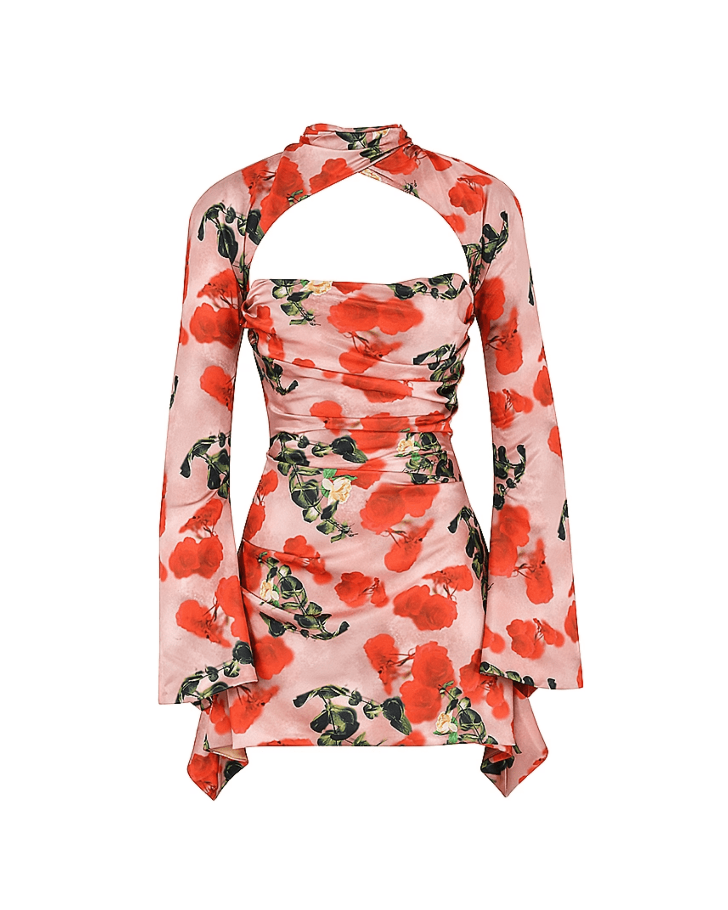 Toira Rose Print Draped Corset Dress - Endless - UAE Rental and Resale for Women's Fashion