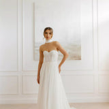 Elegant strapless A-line wedding gown with sweetheart neckline and flowing tulle skirt — You&I Bridal | Endless UAE