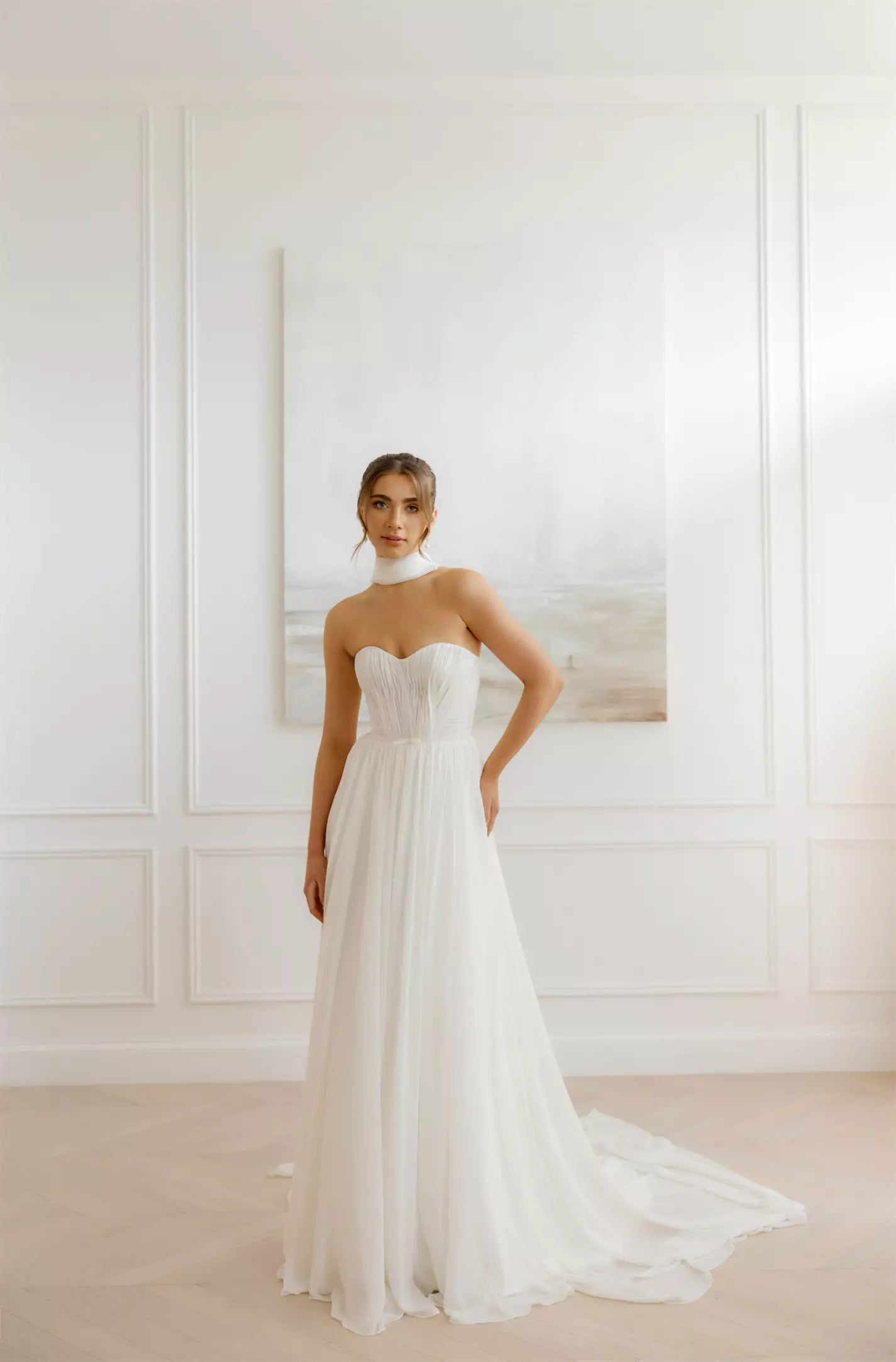 Elegant strapless A-line wedding gown with sweetheart neckline and flowing tulle skirt — You&I Bridal | Endless UAE
