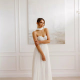 Ethereal strapless wedding gown with sweetheart neckline and flowing tulle skirt in elegant white — You&I Bridal | Endless UAE