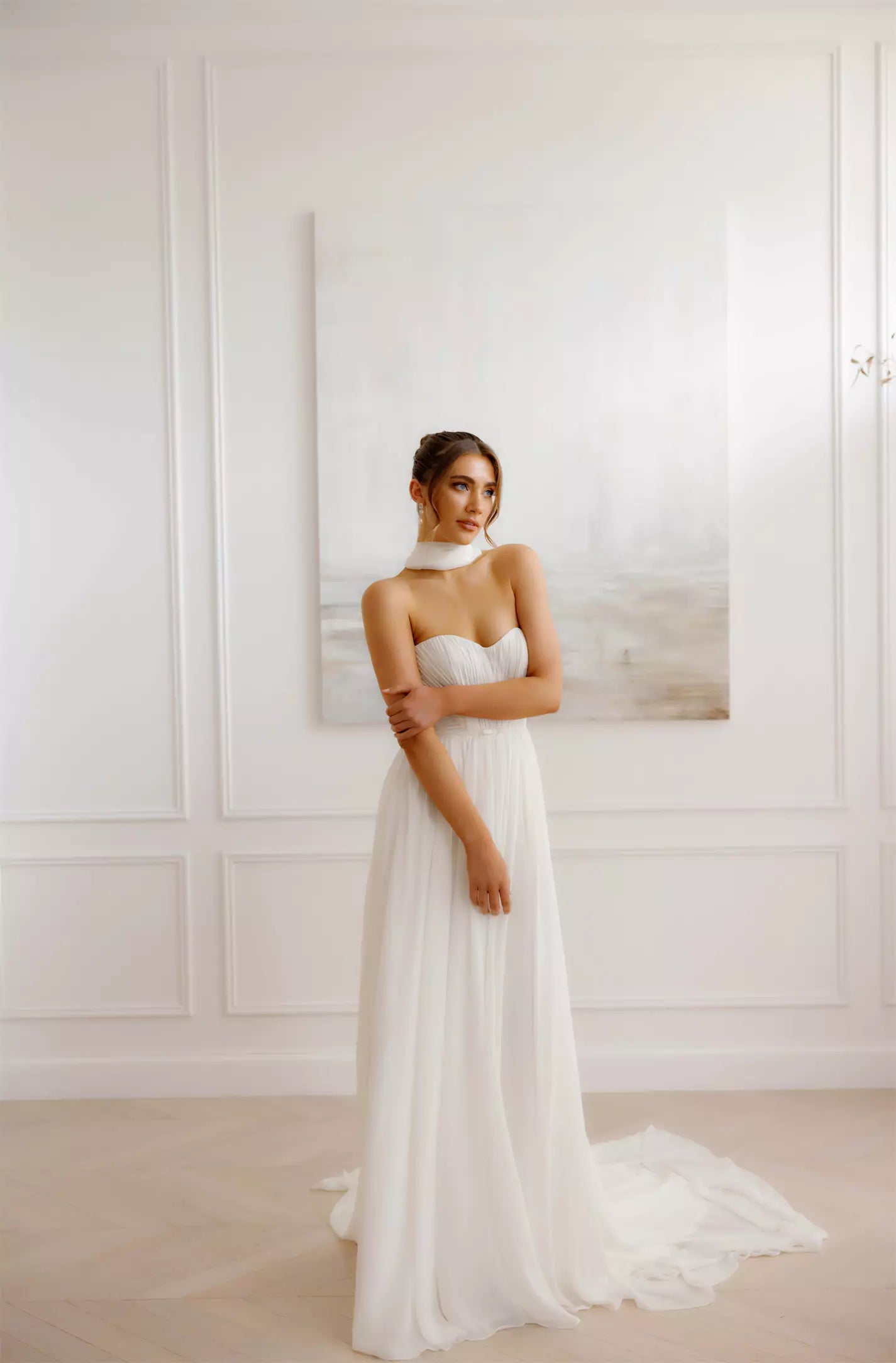 Ethereal strapless wedding gown with sweetheart neckline and flowing tulle skirt in elegant white — You&I Bridal | Endless UAE