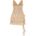 Toren Lace-Up Ruffled Tiered Mini Dress - Endless - UAE Rental and Resale for Women's Fashion