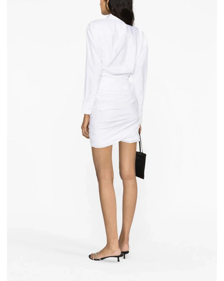 White asymmetric cotton shirtdress with long sleeves — Alexander Wang | Endless UAE