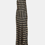 Black polka-dot one-shoulder maxi dress with flowing silhouette and knotted shoulder detail — Alexandra Miro | Endless UAE