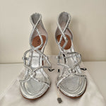 Twisted Studded Metallic Leather Sandals - Endless - UAE Rental and Resale for Women's Fashion