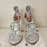 Twisted Studded Metallic Leather Sandals - Endless - UAE Rental and Resale for Women's Fashion