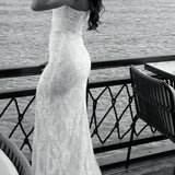 Valeria White Lace Strapless Bustier Maxi Dress