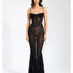 Ulani Burnout Velvet Detail Mesh Maxi Dress - Endless - UAE Rental and Resale for Women's Fashion