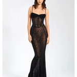Ulani Burnout Velvet Detail Mesh Maxi Dress - Endless - UAE Rental and Resale for Women's Fashion