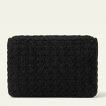 Black woven raffia clutch bag with textured basket weave pattern and structured rectangular shape — Jimmy Choo | Endless UAE