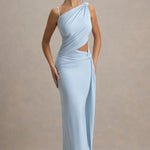 Storm Powder Blue Asymmetric Maxi Dress with cutout details — Club L London | Endless UAE