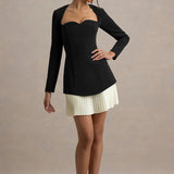 Lysette Sweetheart Long-Sleeve Stretch Mini Dress