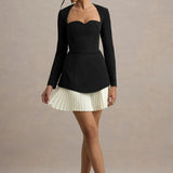 Lysette Sweetheart Long-Sleeve Stretch Mini Dress