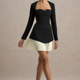 Lysette Sweetheart Long-Sleeve Stretch Mini Dress