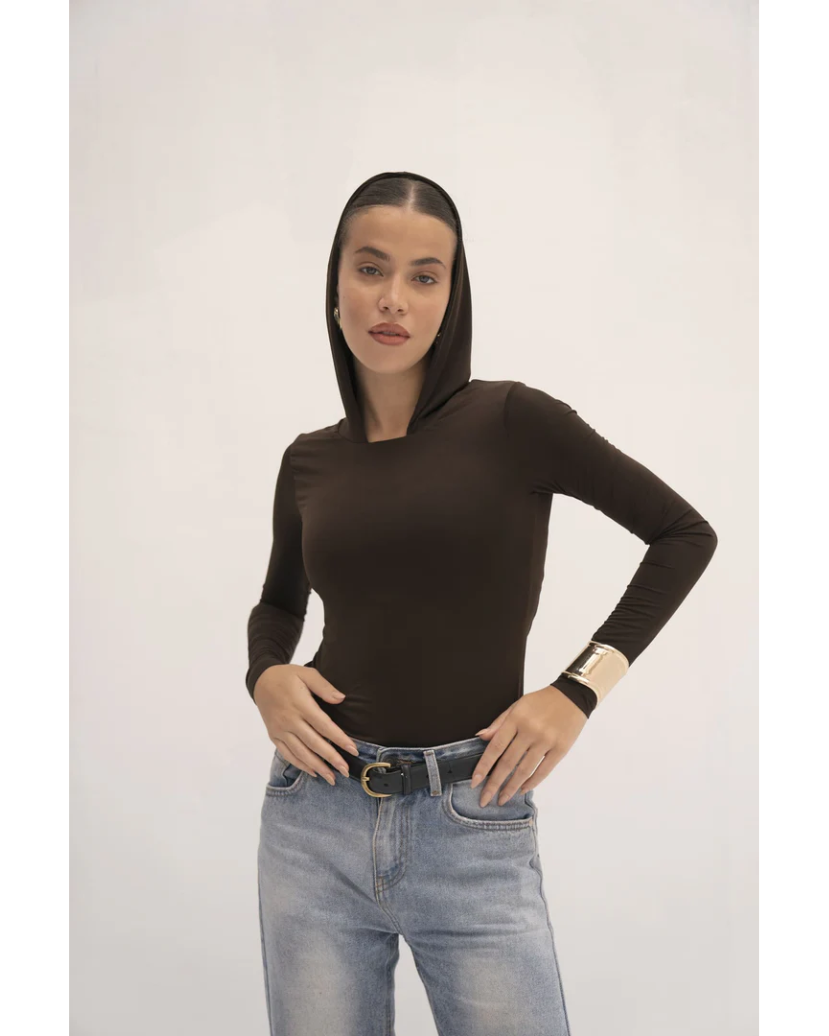 Urban Drape Hooded Long-Sleeve Top - Endless - UAE Rental and Resale for Women's Fashion