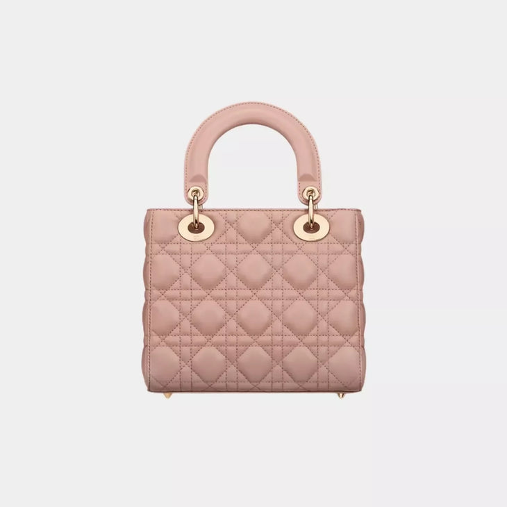 Small quilted leather Lady Dior bag in soft pink with gold-tone hardware and top handles — Christian Dior | Endless UAE