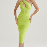 Valentina Asymmetric Cutout Midi Dress