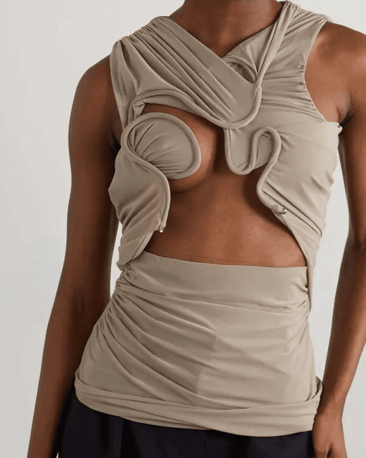 Venus Draped Cutout Stretch Jersey Top - Endless - UAE Rental and Resale for Women's Fashion
