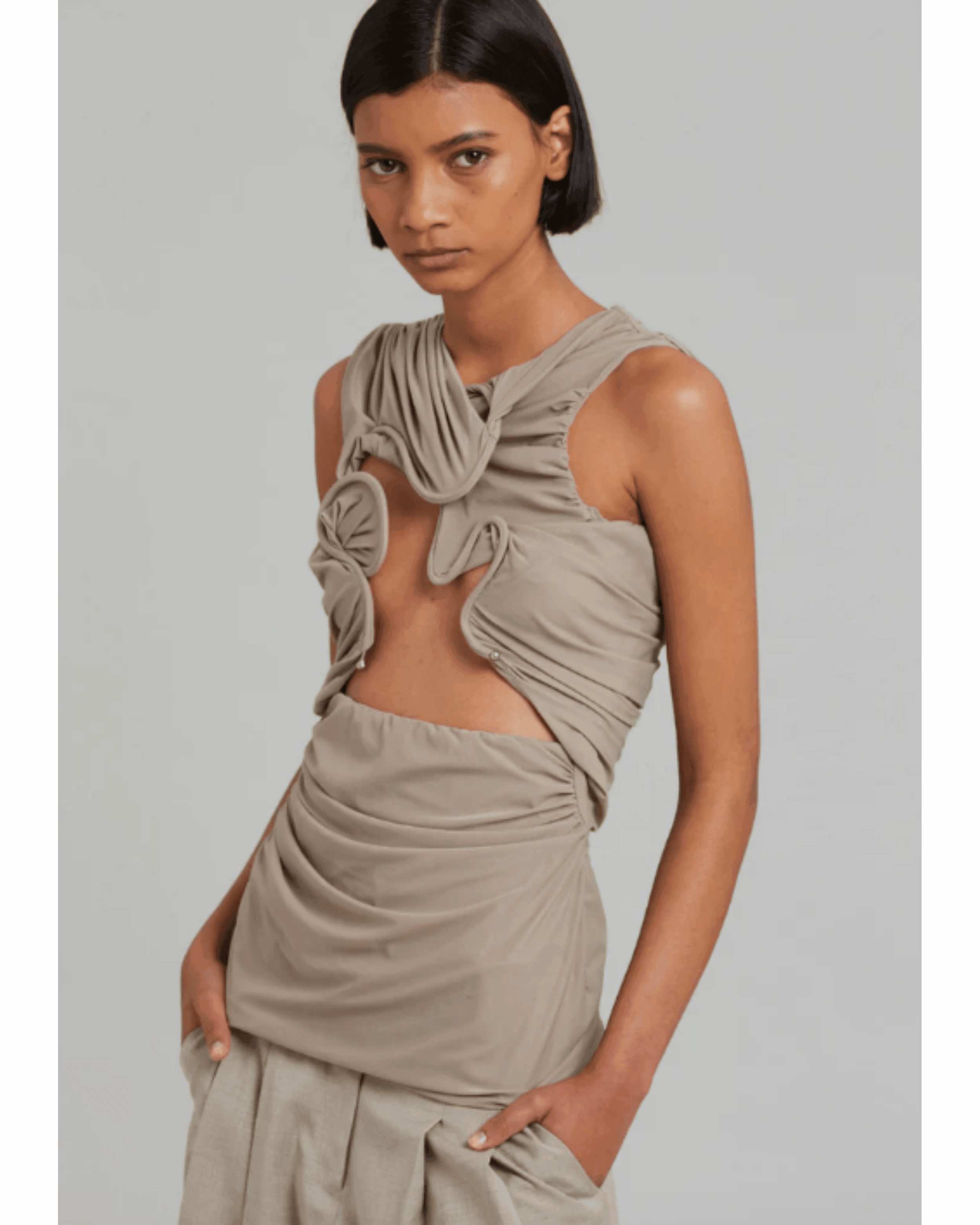Venus Draped Cutout Stretch Jersey Top - Endless - UAE Rental and Resale for Women's Fashion