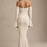 Verena Off-Shoulder Ruffle Lace Maxi Dress