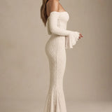 Verena Off-Shoulder Ruffle Lace Maxi Dress