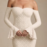 Verena Off-Shoulder Ruffle Lace Maxi Dress