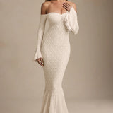 Verena Off-Shoulder Ruffle Lace Maxi Dress